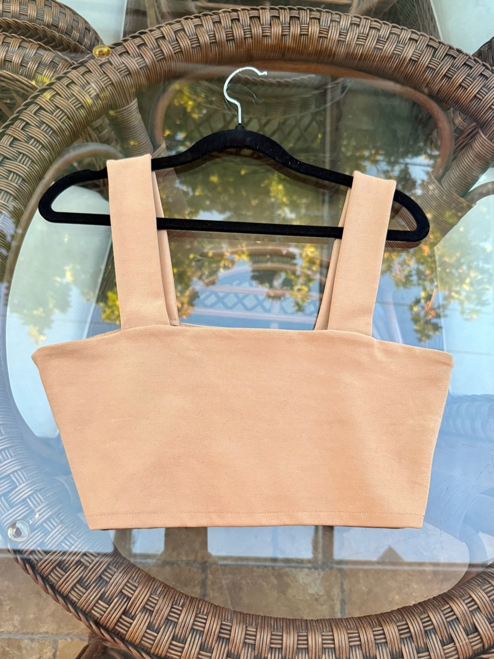 Zara Tan Square-Neck Cropped Tank